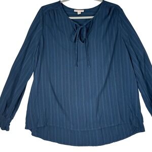 Knox Rose Women's Blouse Large Blue Boho Cottagecore Peasants Top Flowy Romantic